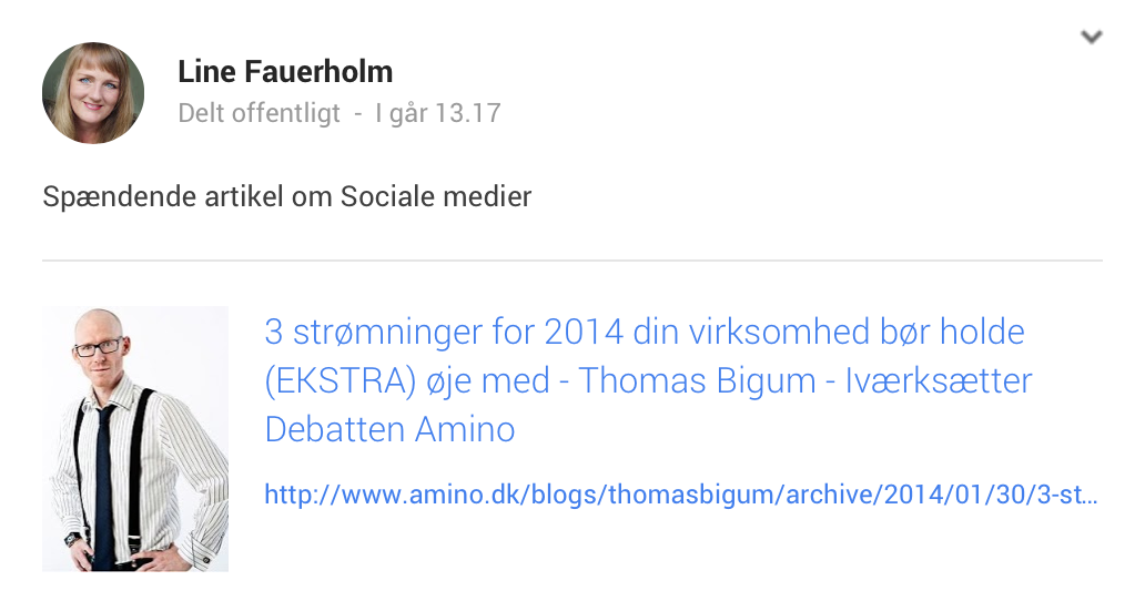 Line Fauerholt Google+ IVÆKST Thomas Bigum Social Media